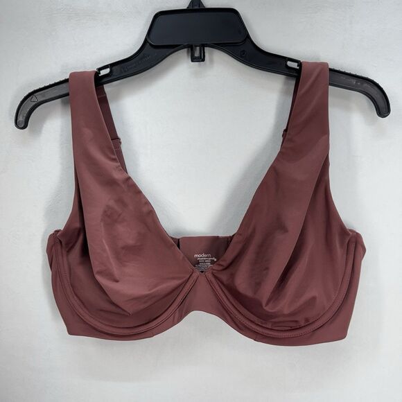 Modern Movement 38DD Hidden Comfort Bra Dark Mauve Underwire Unlined Plunge EUC - Picture 1 of 5